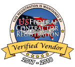A seal that says verified vendor for the federal contractor registration.